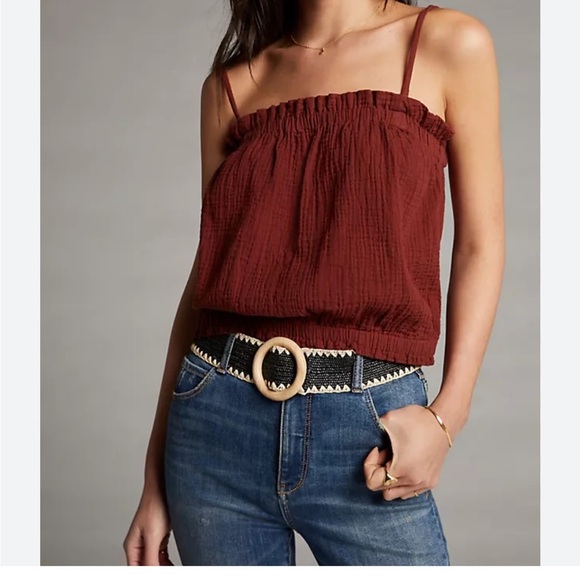 Anthropologie Women April Gauzy Tank Top Brown XS Detachable Strap Cotton $68 - Picture 1 of 14